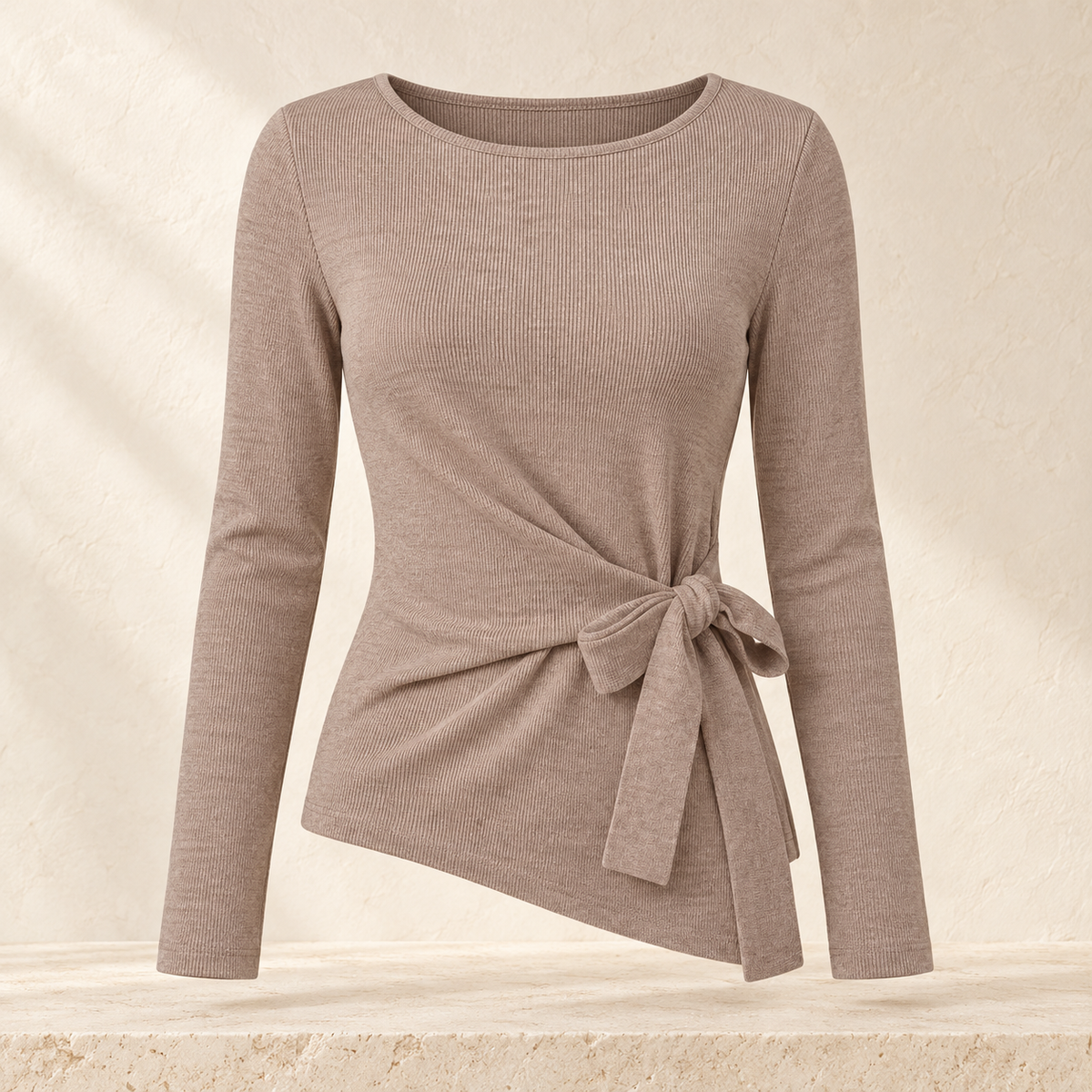 Women’s Ribbed Long Sleeve Side-Tie Top