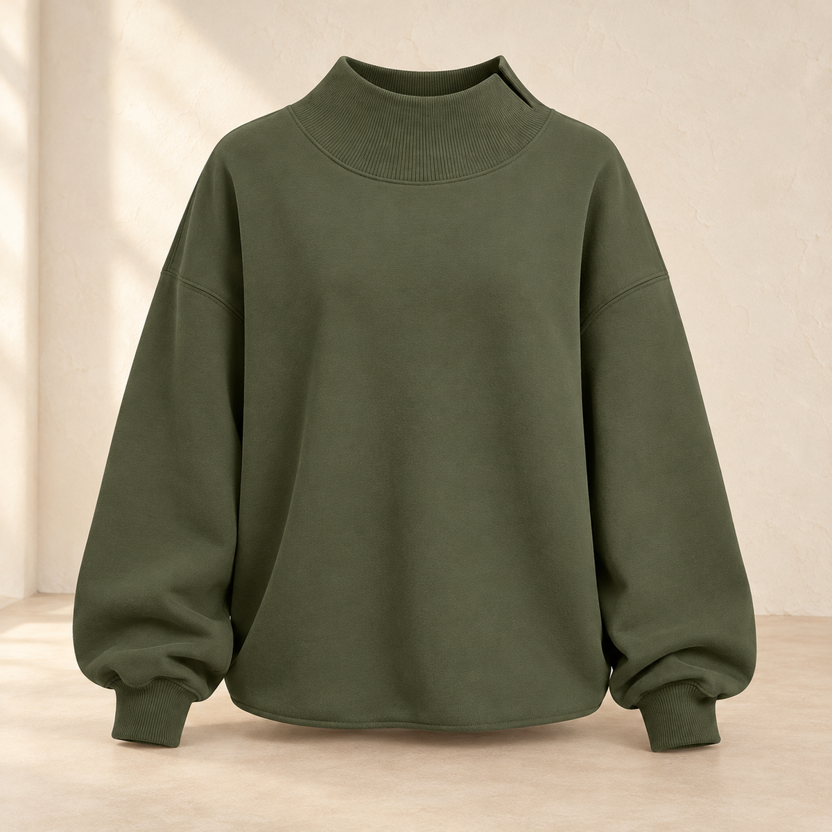 Women’s Mock Neck Long Sleeve Relaxed Pullover