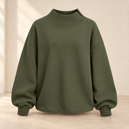 Women’s Mock Neck Long Sleeve Relaxed Pullover
