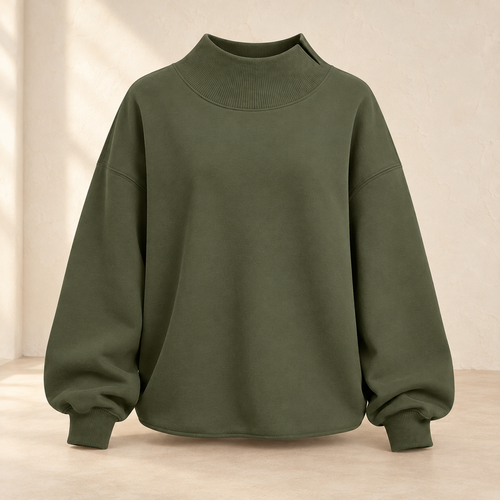Women’s Mock Neck Long Sleeve Relaxed Pullover