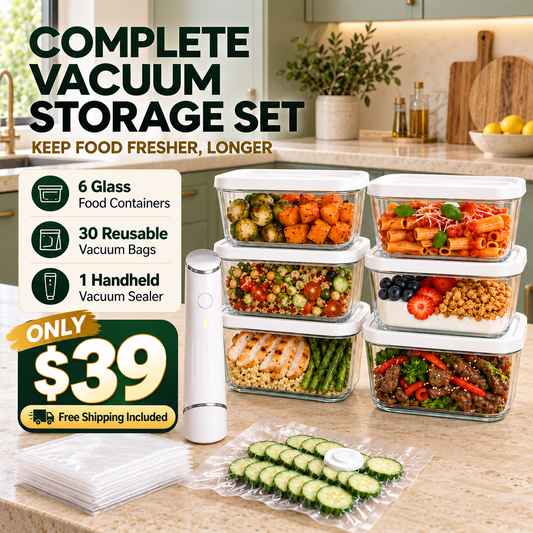 Portable Vacuum Food Sealer Bundle | Keeps Food Fresh 5x Longer