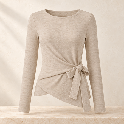 Women’s Ribbed Long Sleeve Side-Tie Top