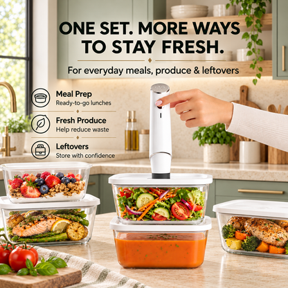 Portable Vacuum Food Sealer Bundle | Keeps Food Fresh 5x Longer
