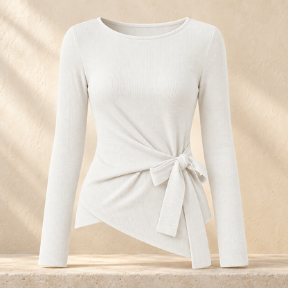 Women’s Ribbed Long Sleeve Side-Tie Top