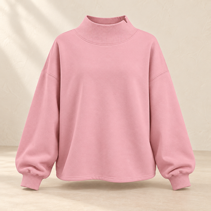 Women’s Mock Neck Long Sleeve Relaxed Pullover
