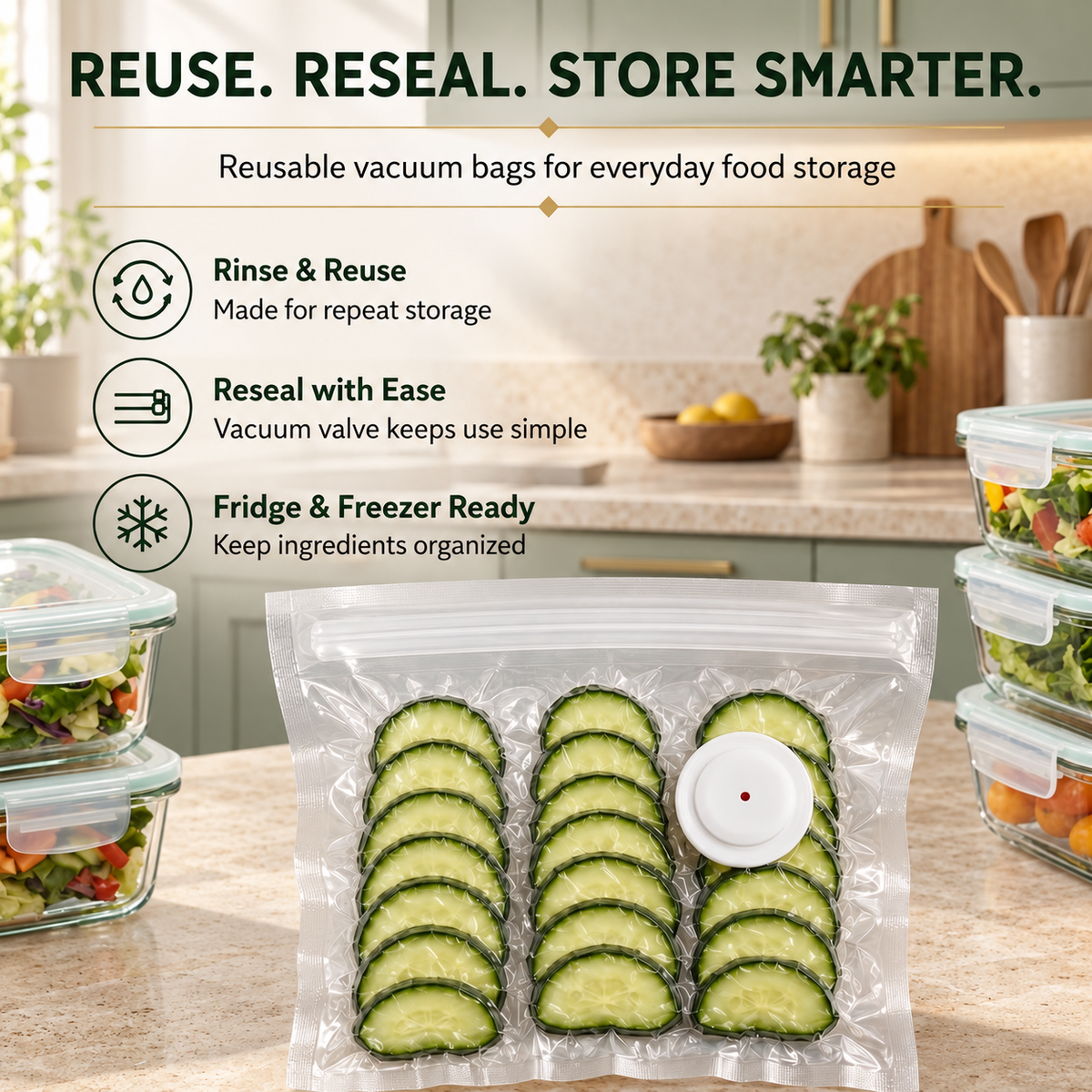 Portable Vacuum Food Sealer Bundle | Keeps Food Fresh 5x Longer