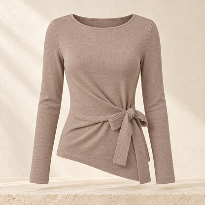 Women’s Ribbed Long Sleeve Side-Tie Top